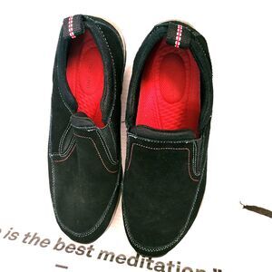 Lands End Shoes Womens 9 B Slip On Loafers Sneakers Black Suede Casual Comfort